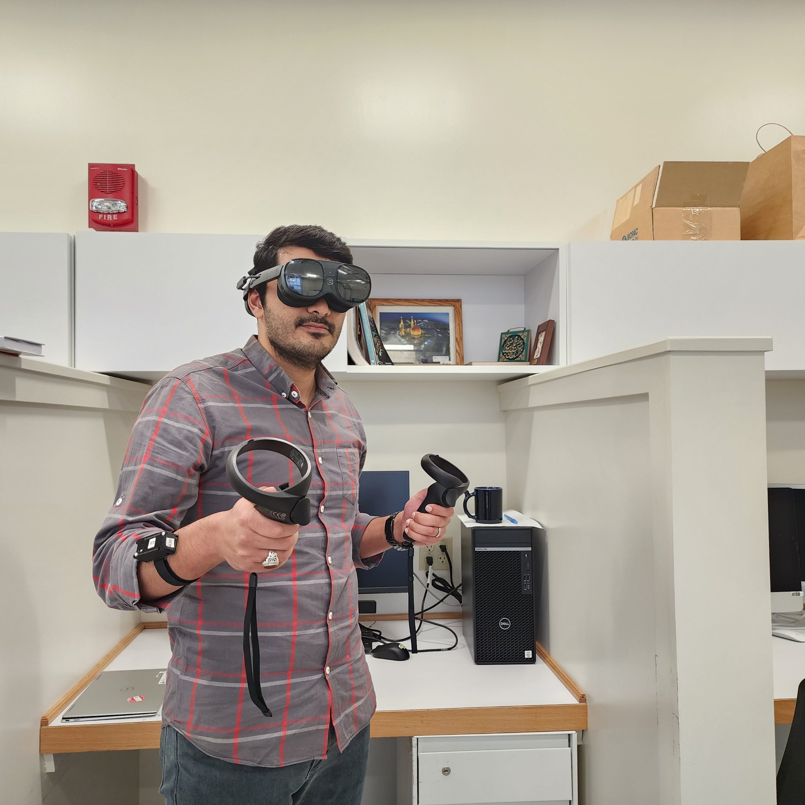 Man holding vr headset